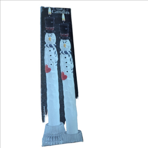 Snowman Candles Set 2 New In Box Christmas Holidays Winter